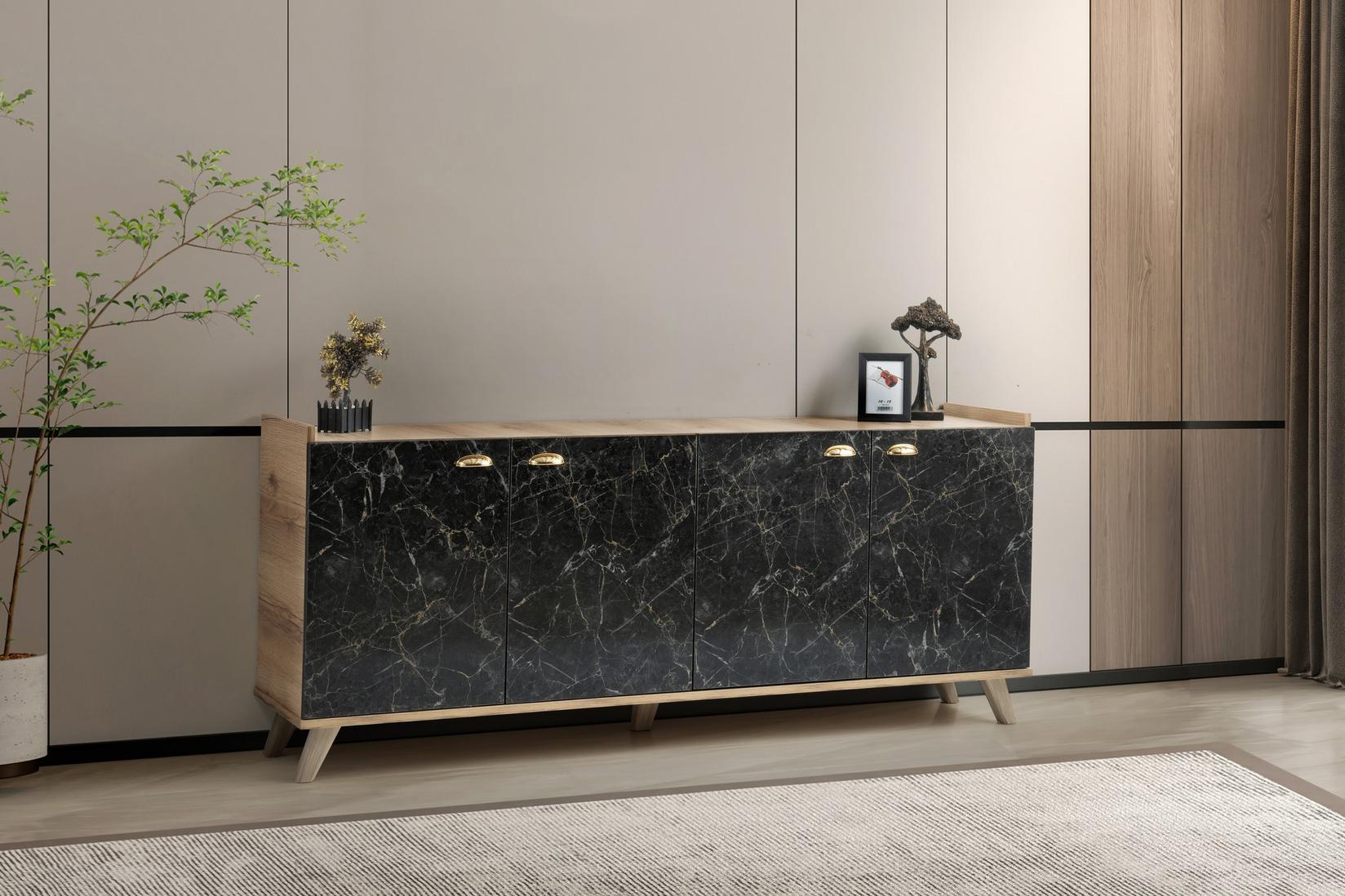 Hanah Home Komoda Sumer H3030 180x77,8x41cm Braon-Mermer