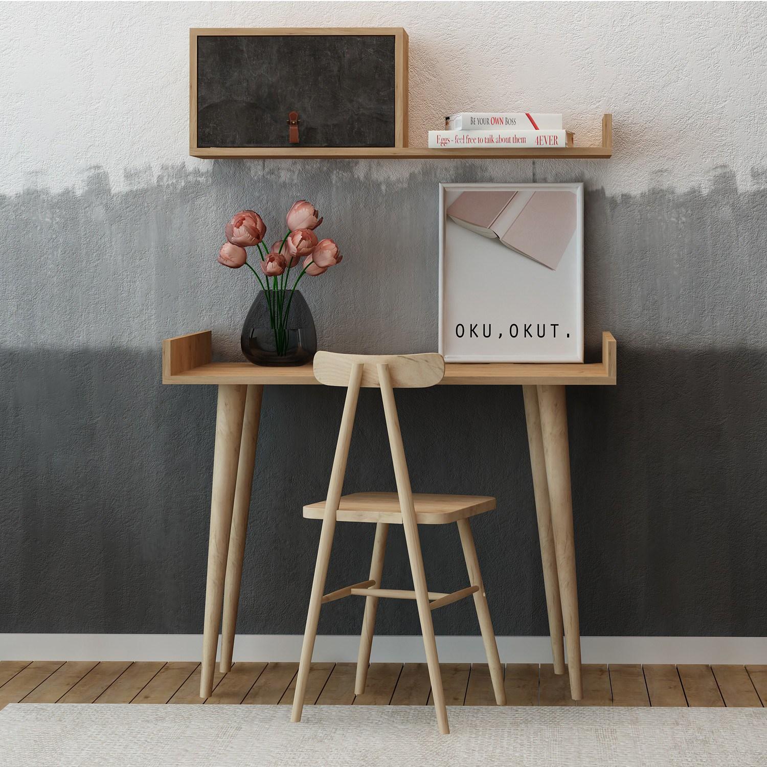 Hanah home Radni sto 100x81x60​cm Hrast-Tamnosivi