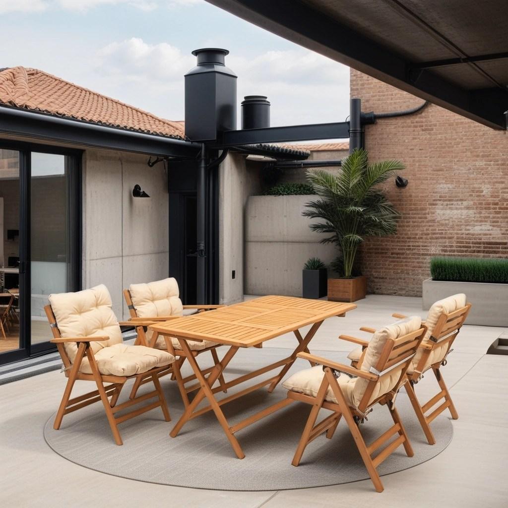 Hanah Home Baštenski set sto i 4 stolice Bež