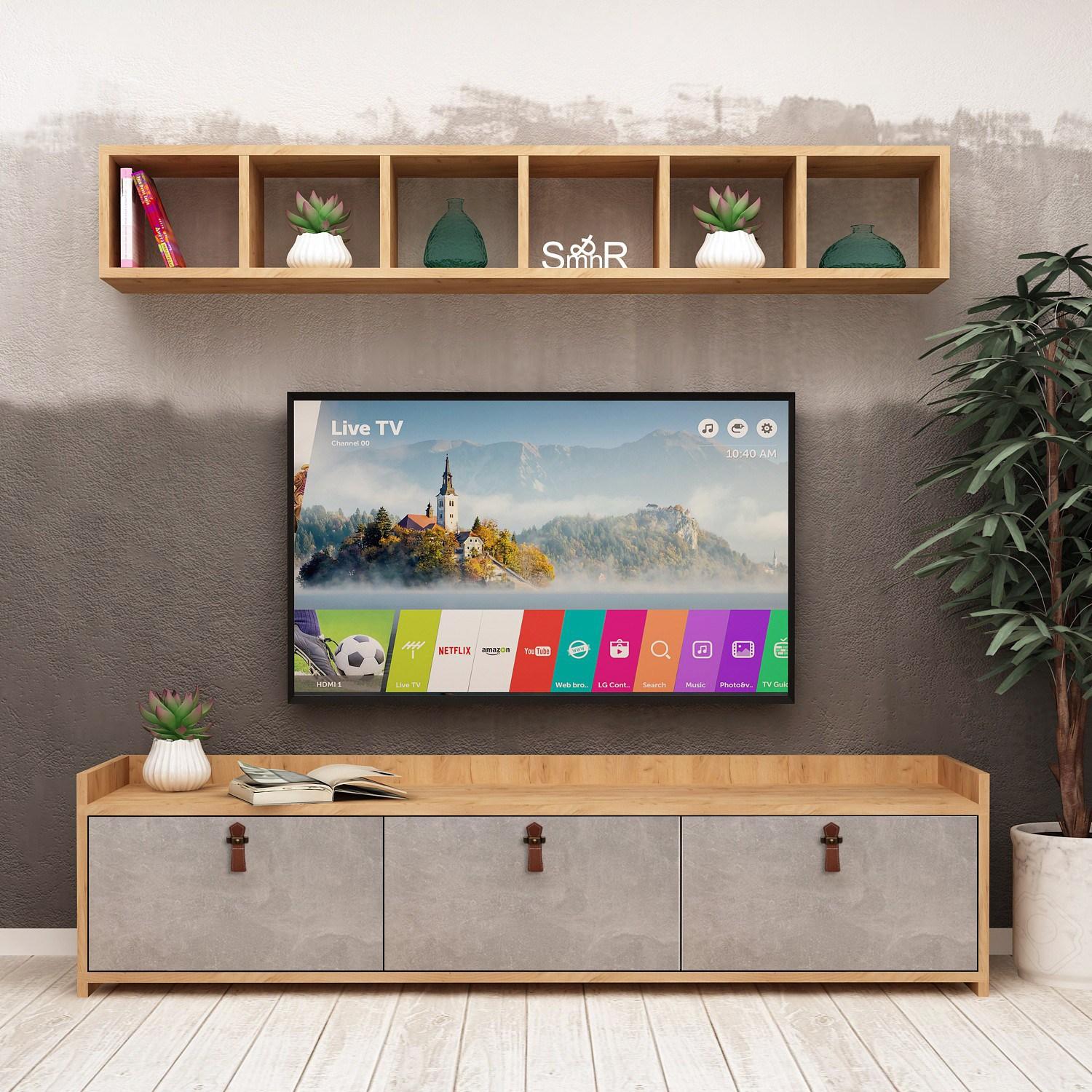 Hanah home TV Komoda Sleppa Hrast-Bela