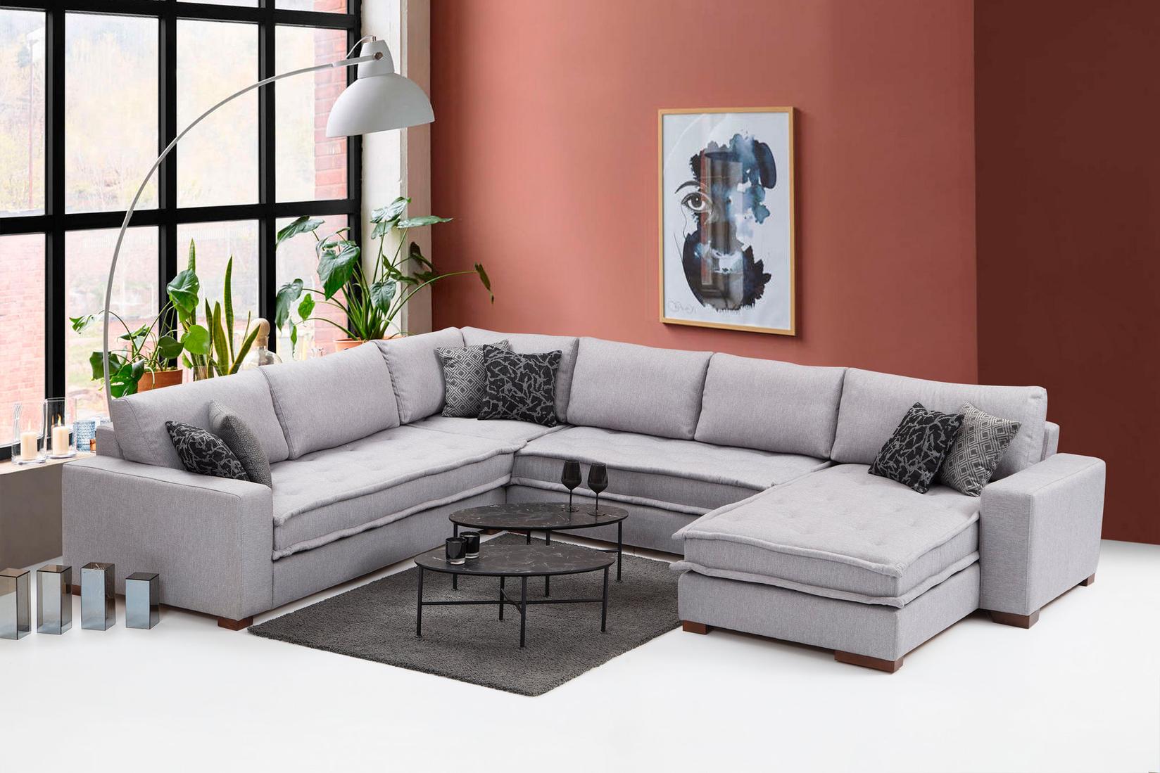 Atelier del Sofa Ugaona garnitura Lena 94x85x296cm Svetlosiva