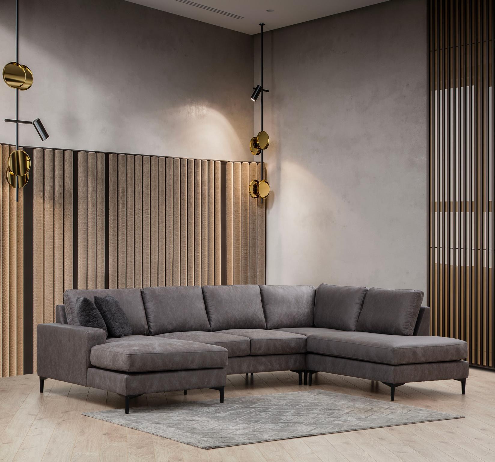 Atelier del Sofa Ugaona garnitura 90x90x155cm Antracit