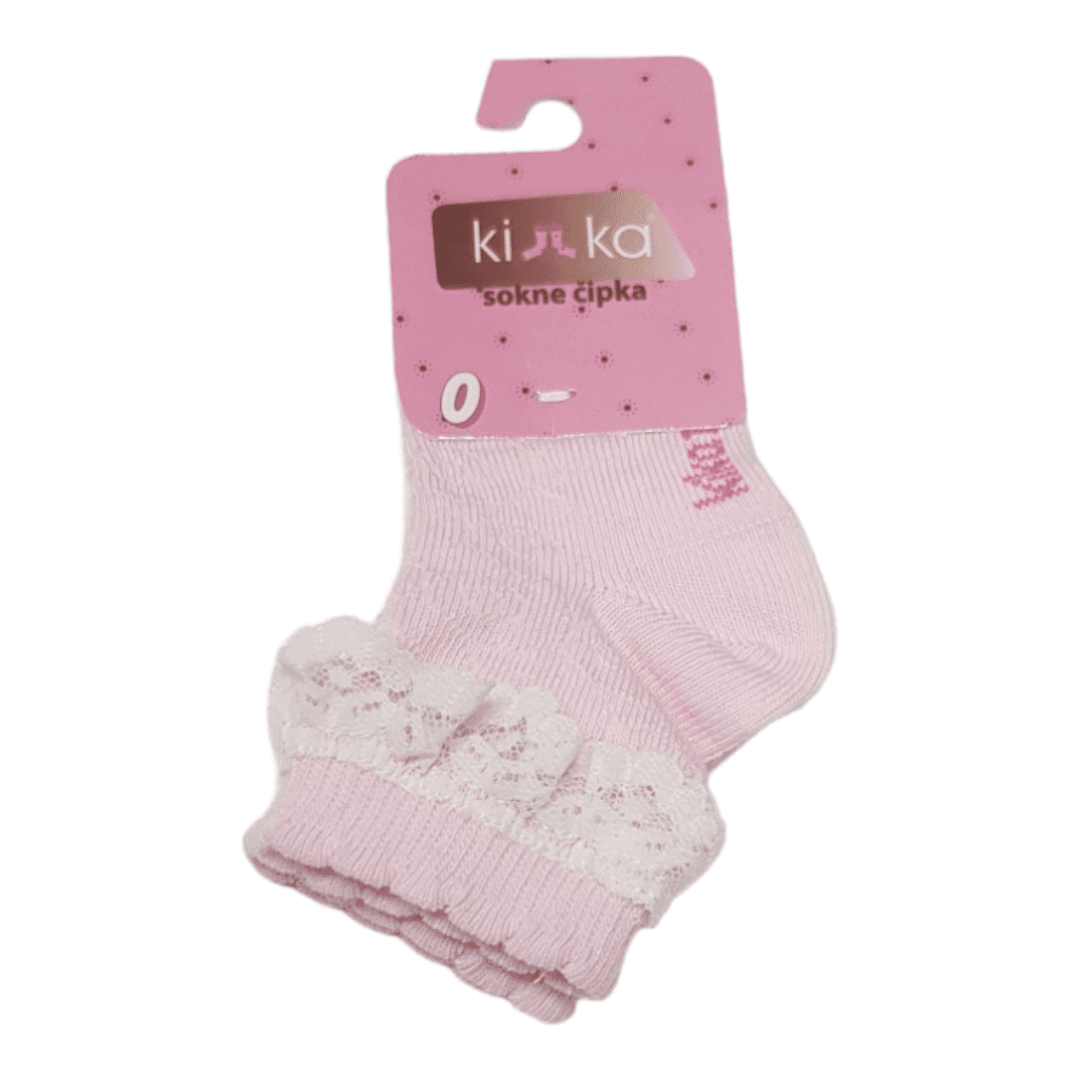KIKA Čarape sa čipkom za bebe, Roza