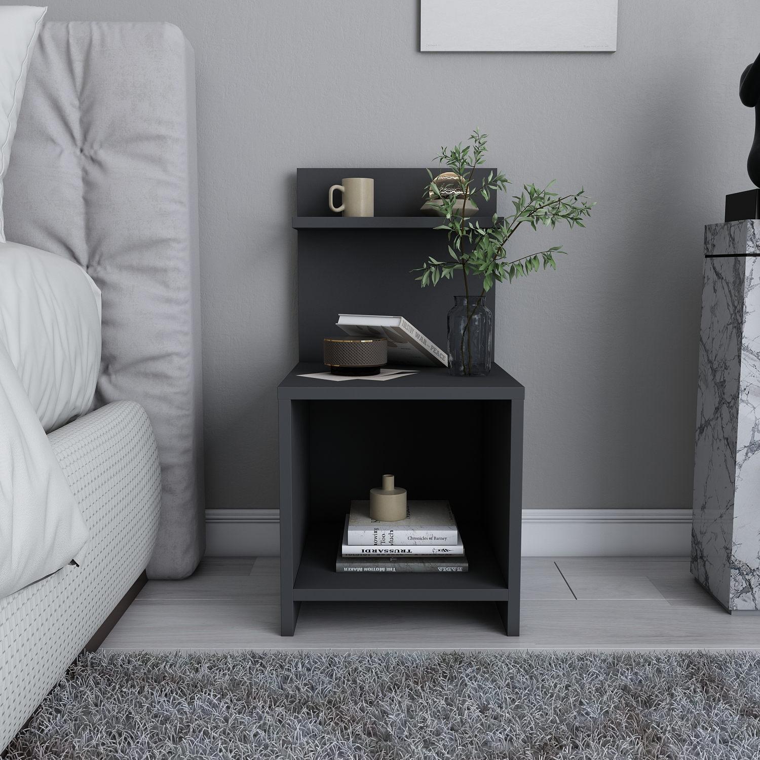 Hanah Home Noćni ormarić Ullman 35,6x72x37,4cm Antracit