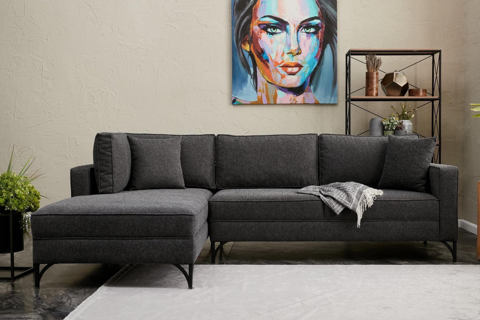 Atelier del Sofa Ugaona garnitura Berlin 258x83x181cm Crna