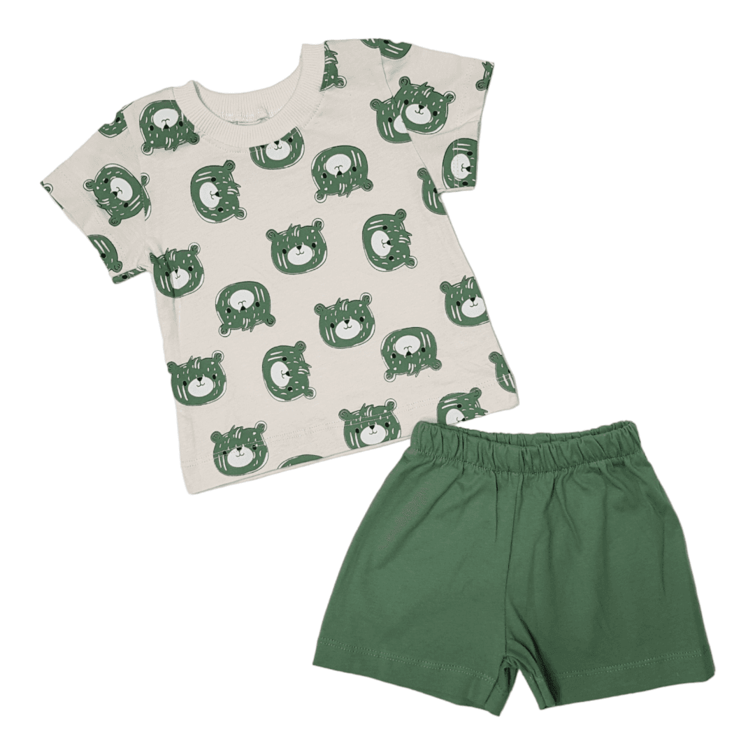 HAJDI BABY Komplet za bebe, Majica i šorts, Zeleno-beli