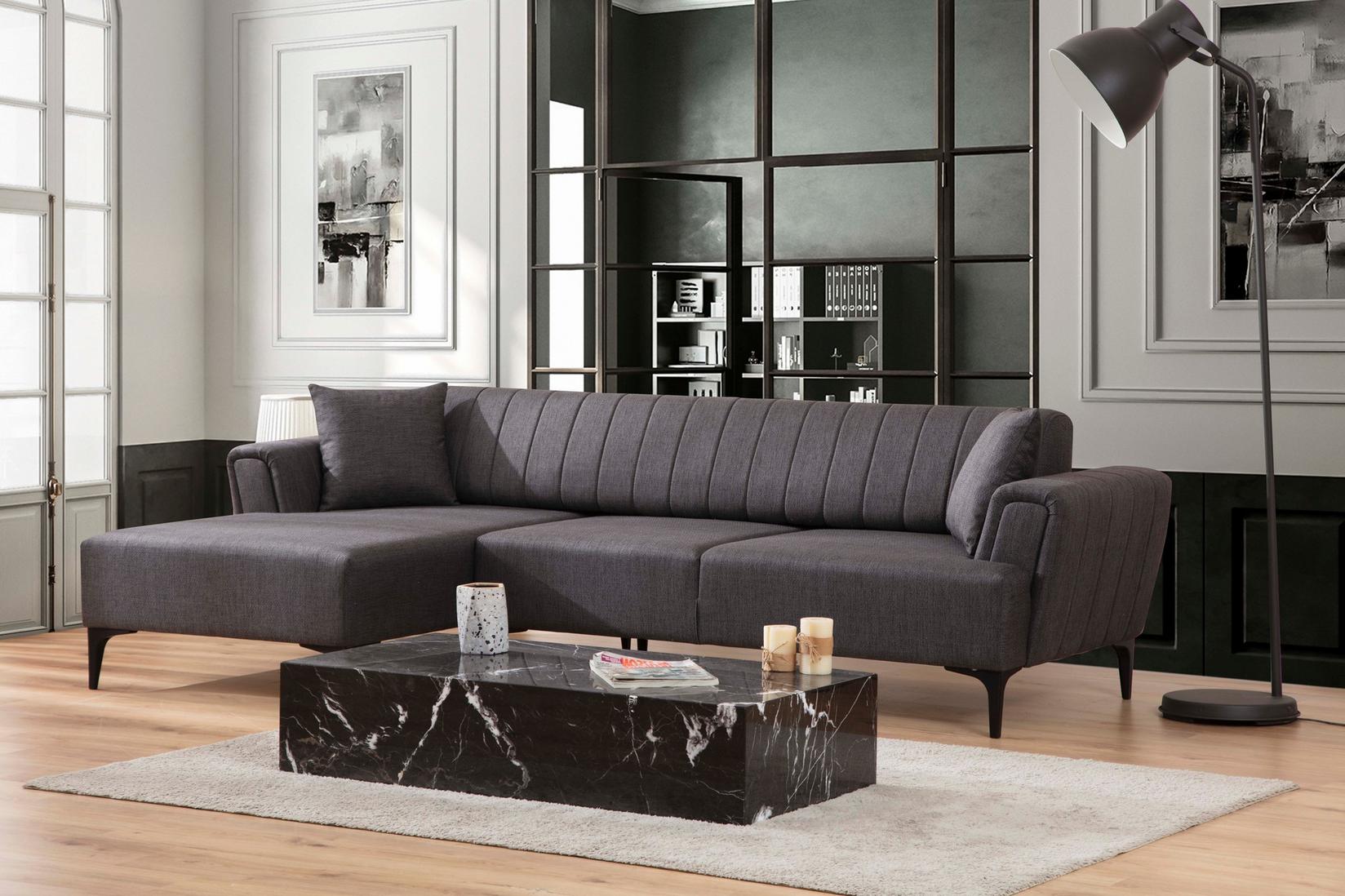 Atelier del Sofa Ugaona garnitura Hamlet 95x77x140cm Tamnosiva