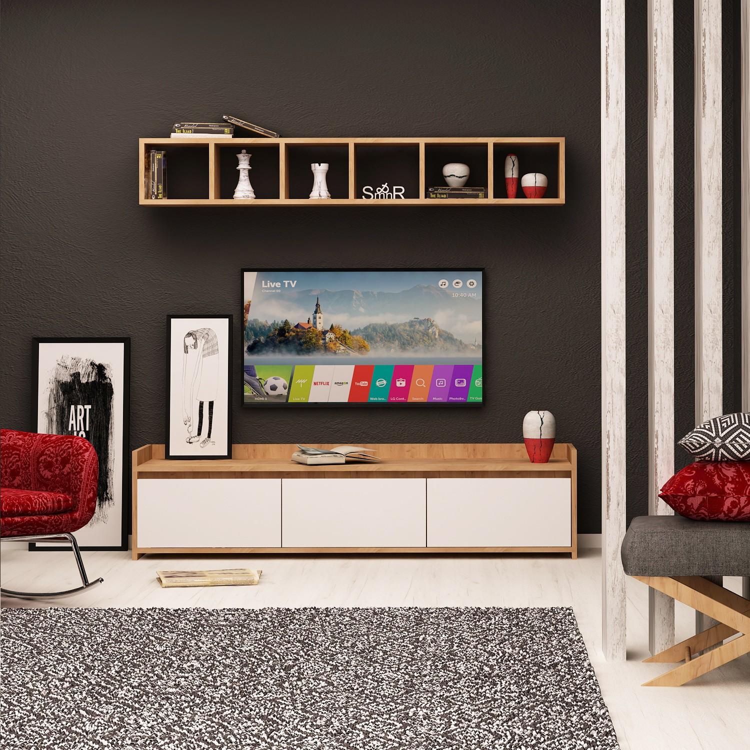 Hanah home TV Komoda Lici Hrast-Bela