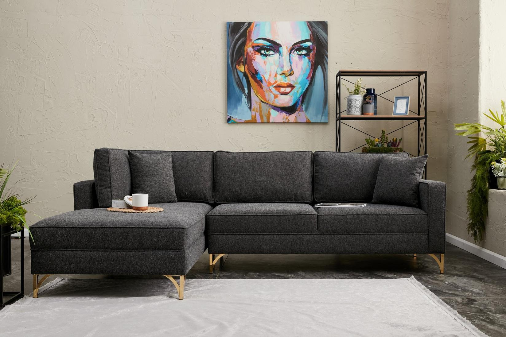 Atelier del Sofa Ugaona garnitura Berlin 258x83x181cm Antracit-Zlatna