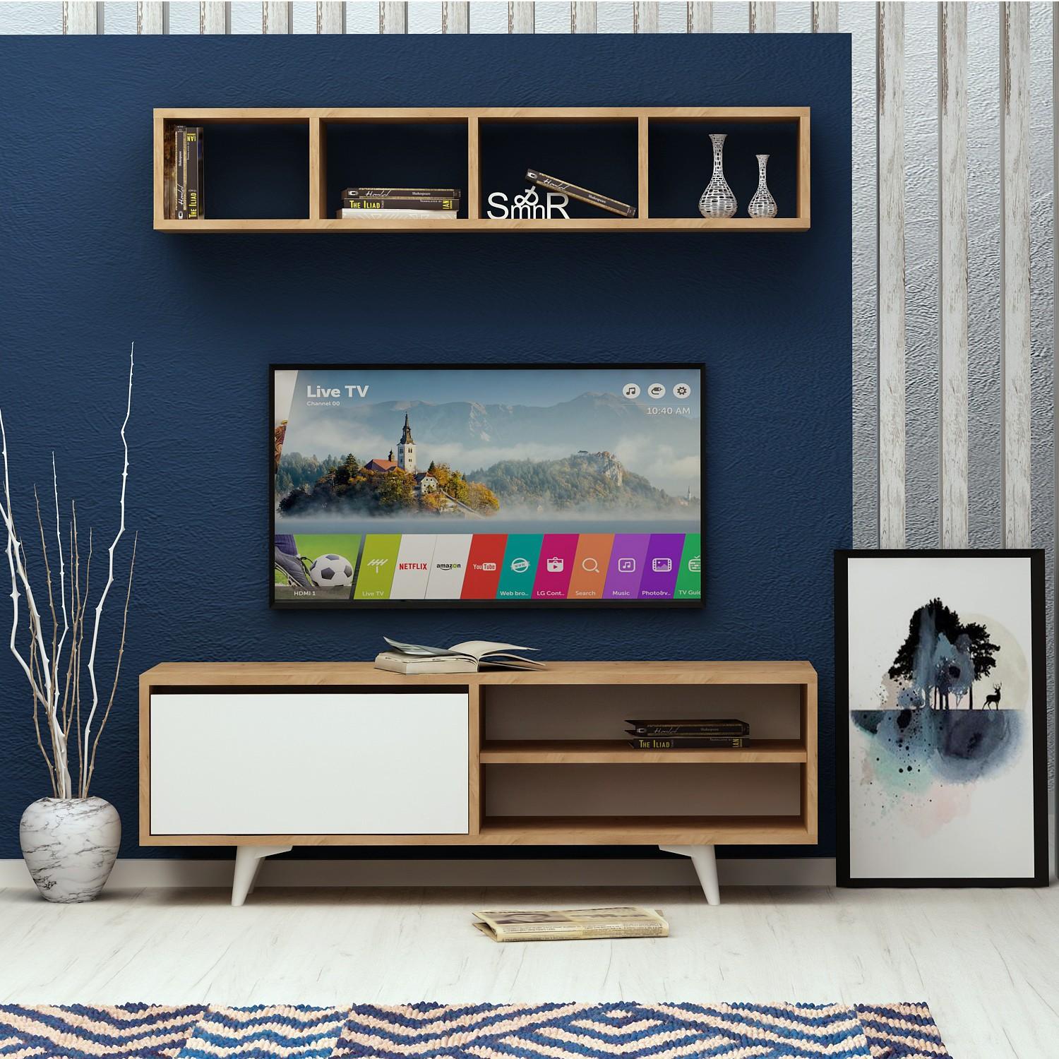Hanah home TV Komoda Duku Hrast-Bela