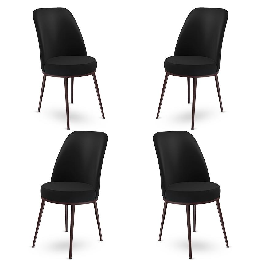 Hanah Home Set 4 trpezarijske stolice Dexa Crno-Braon