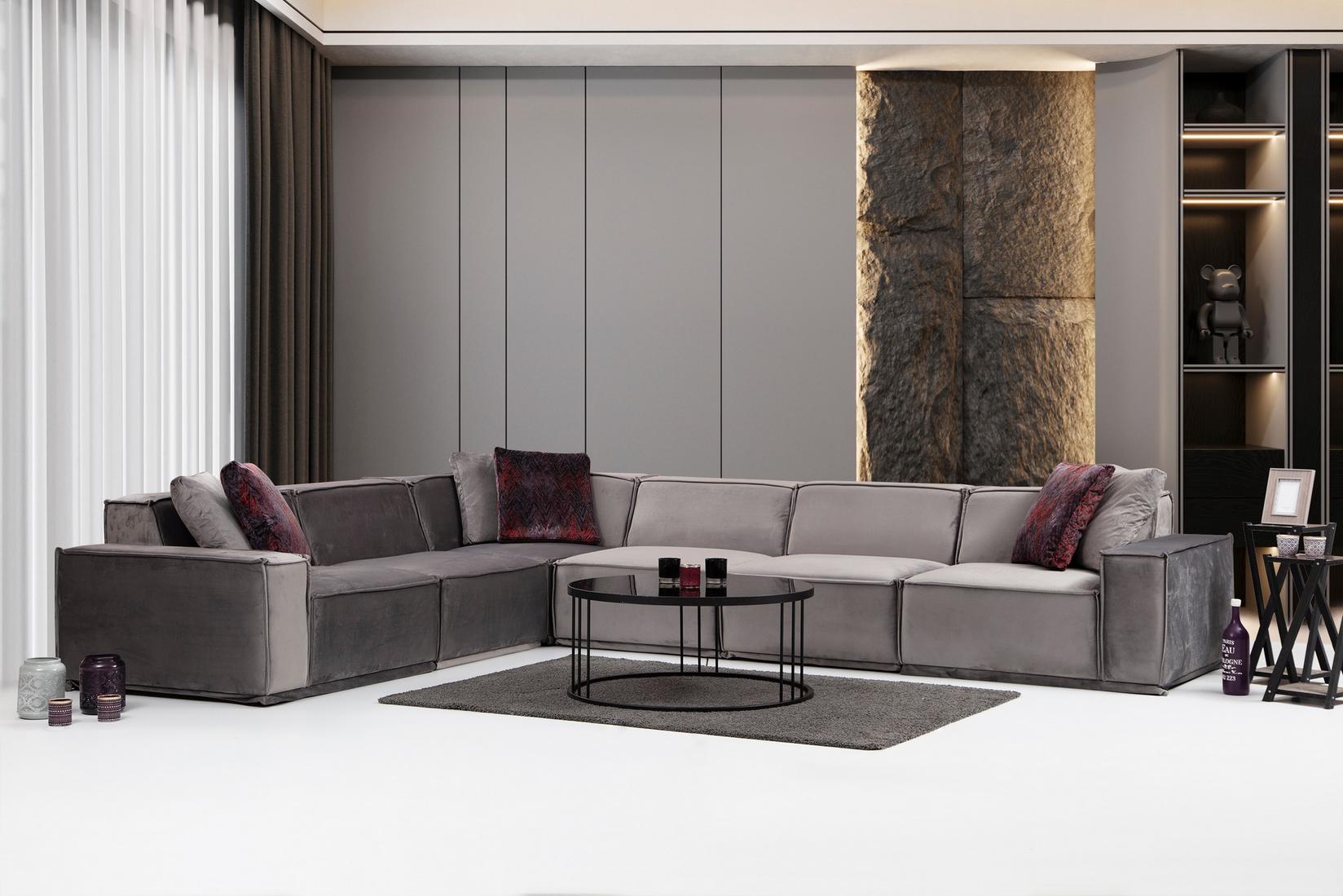 Atelier del Sofa Ugaona garnitura Lego 100x76x300cm Siva