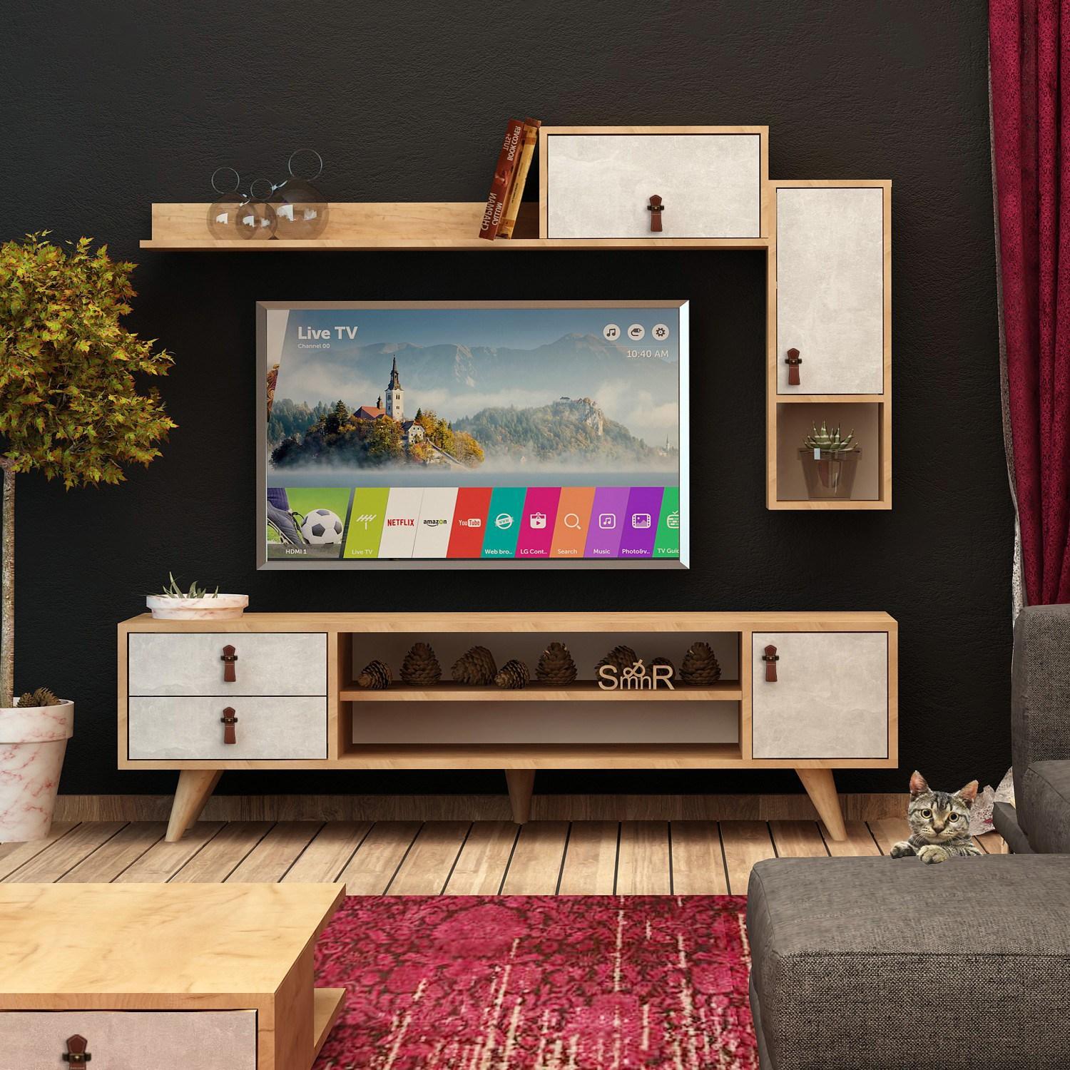 Hanah home TV Komoda Eleva Hrast-Bela