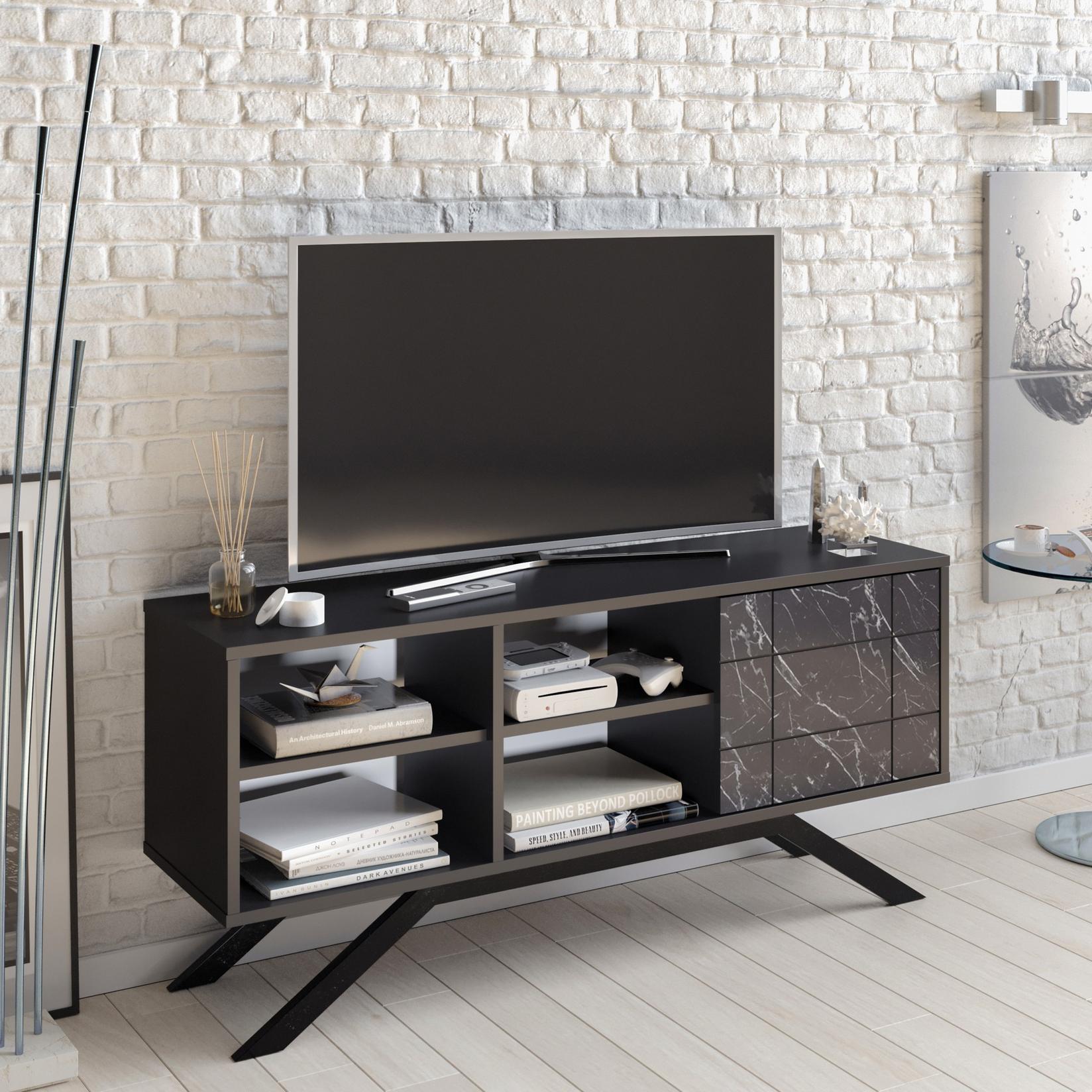 Hanah home TV Komoda North Crno-Mermer