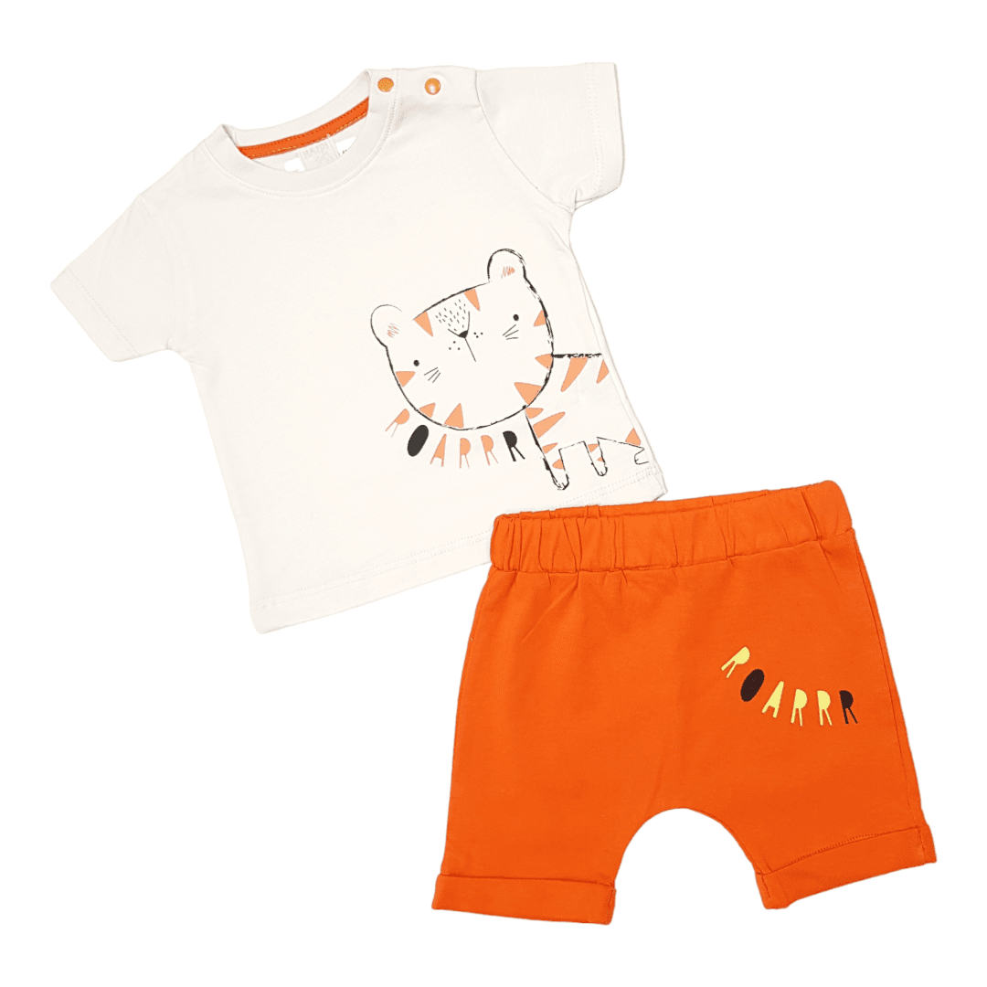 HAJDI BABY Komplet za bebe, Majica i šorts, Narandžasto-beli