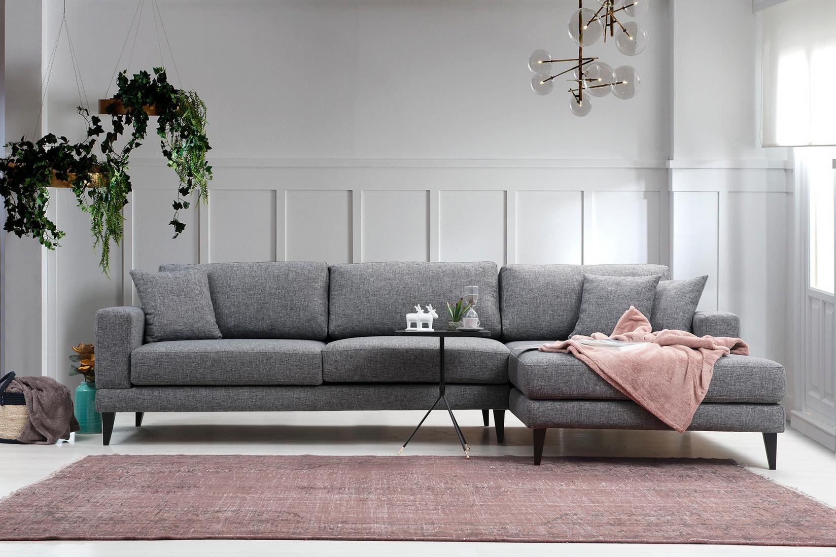 Atelier del Sofa Ugaona garnitura Nordic 90x85x303cm Tamnosiva