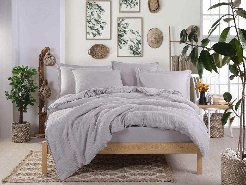 L'essentiel Maison Komplet posteljine Muslin, 200x220 cm, Sivi