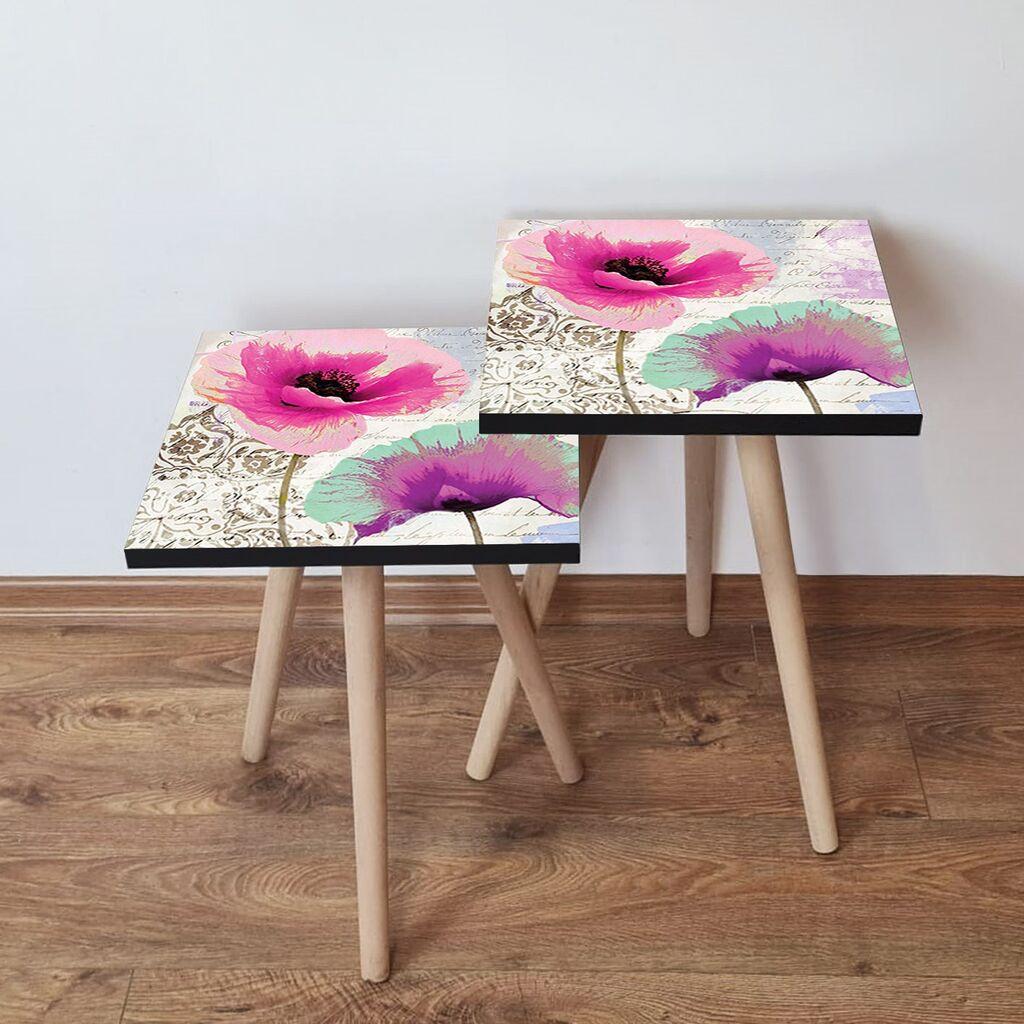 Hanah Home Set klub stočića 2Shp459, 2 komada, Šareni