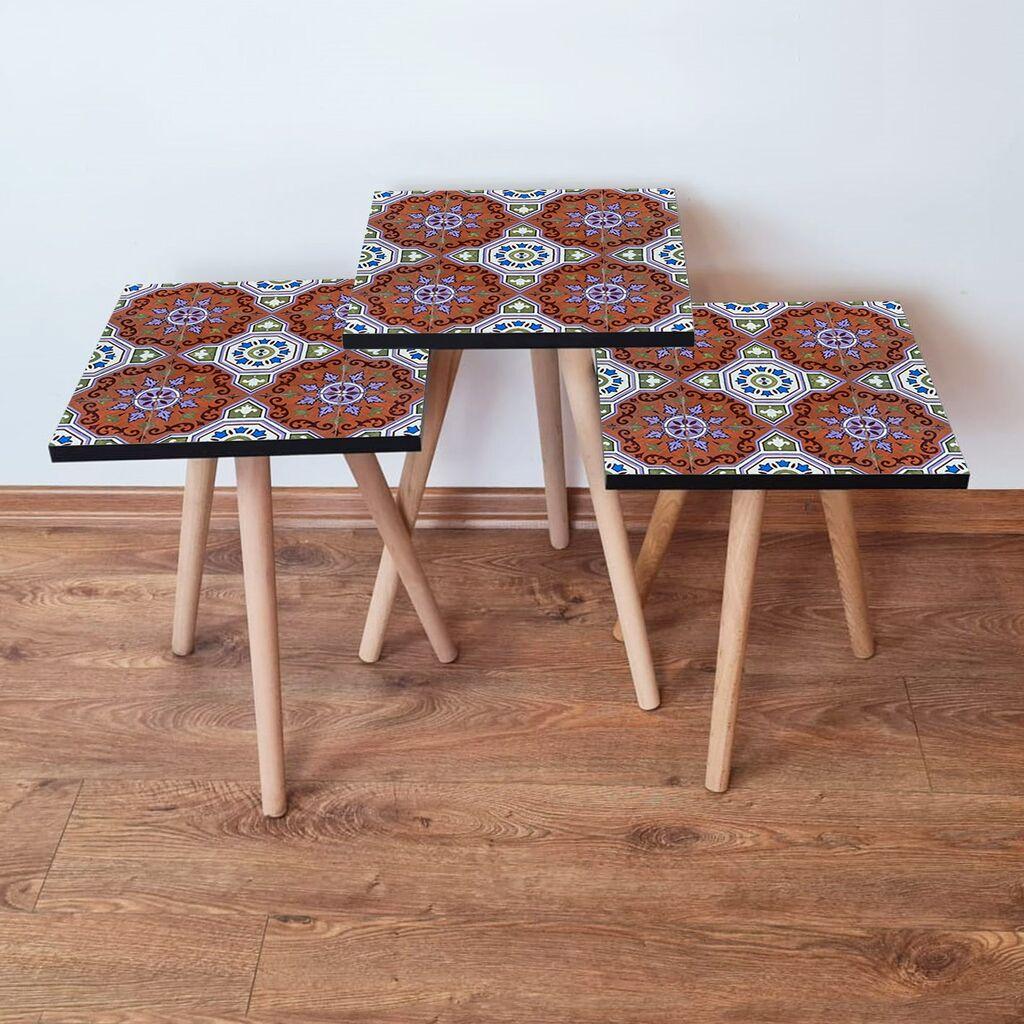 Hanah Home Set klub stočića 3Shp51, 3 komada, Šareni
