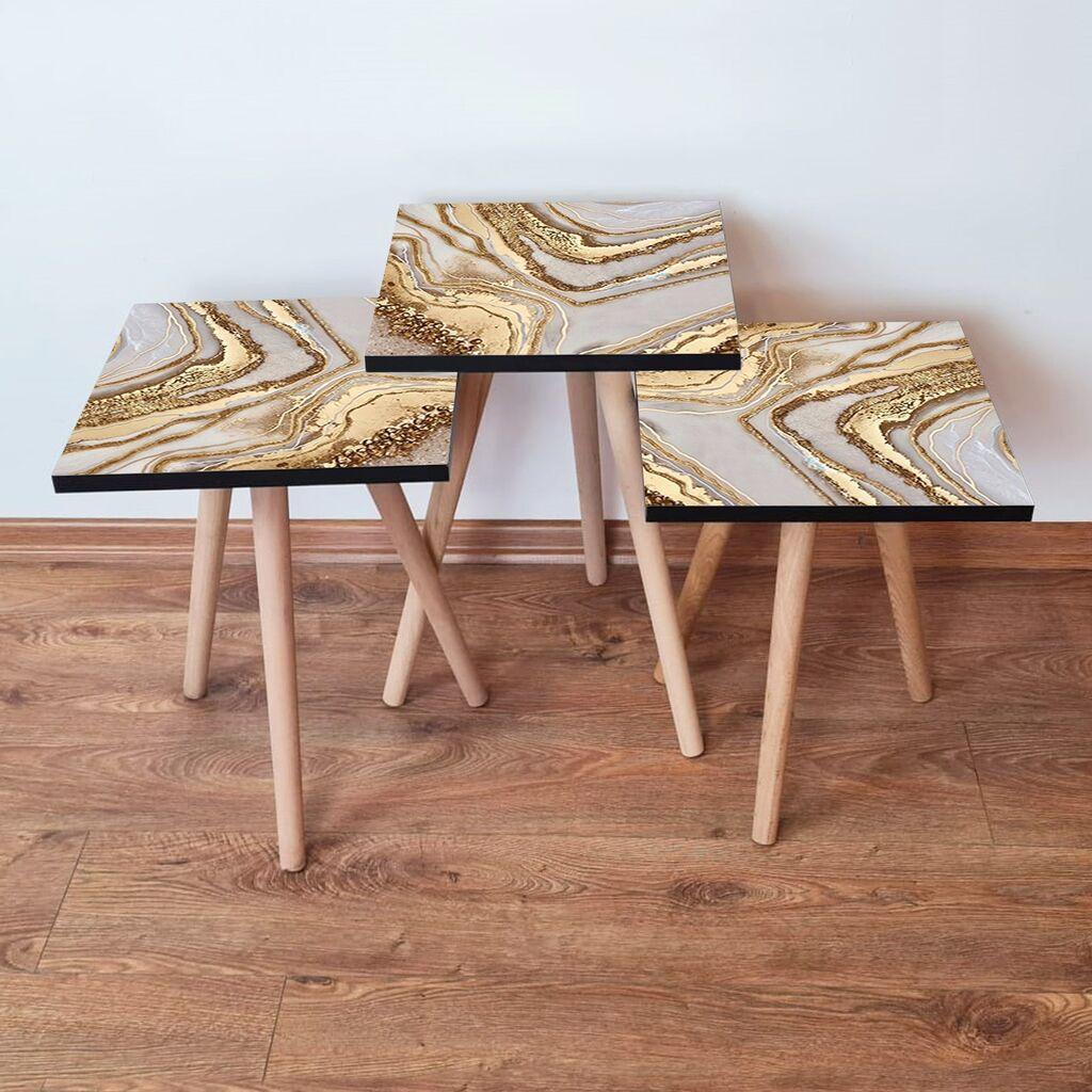 Hanah Home Set klub stočića 3Shp263, 3 komada, Šareni