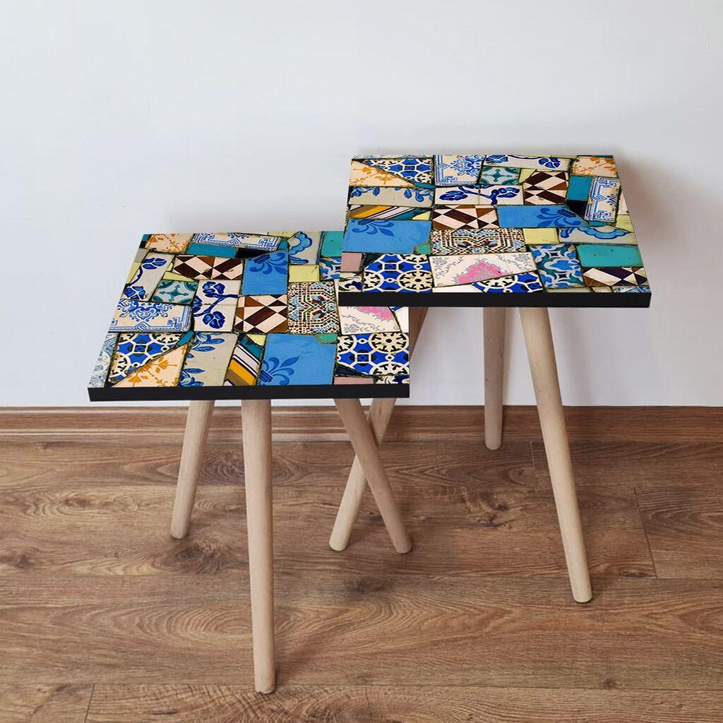 Hanah Home Set klub stočića 2Shp510, 2 komada, Šareni