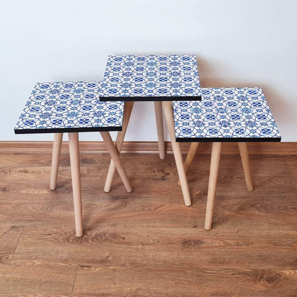 Hanah Home Set klub stočića 3Shp37, 3 komada, Šareni