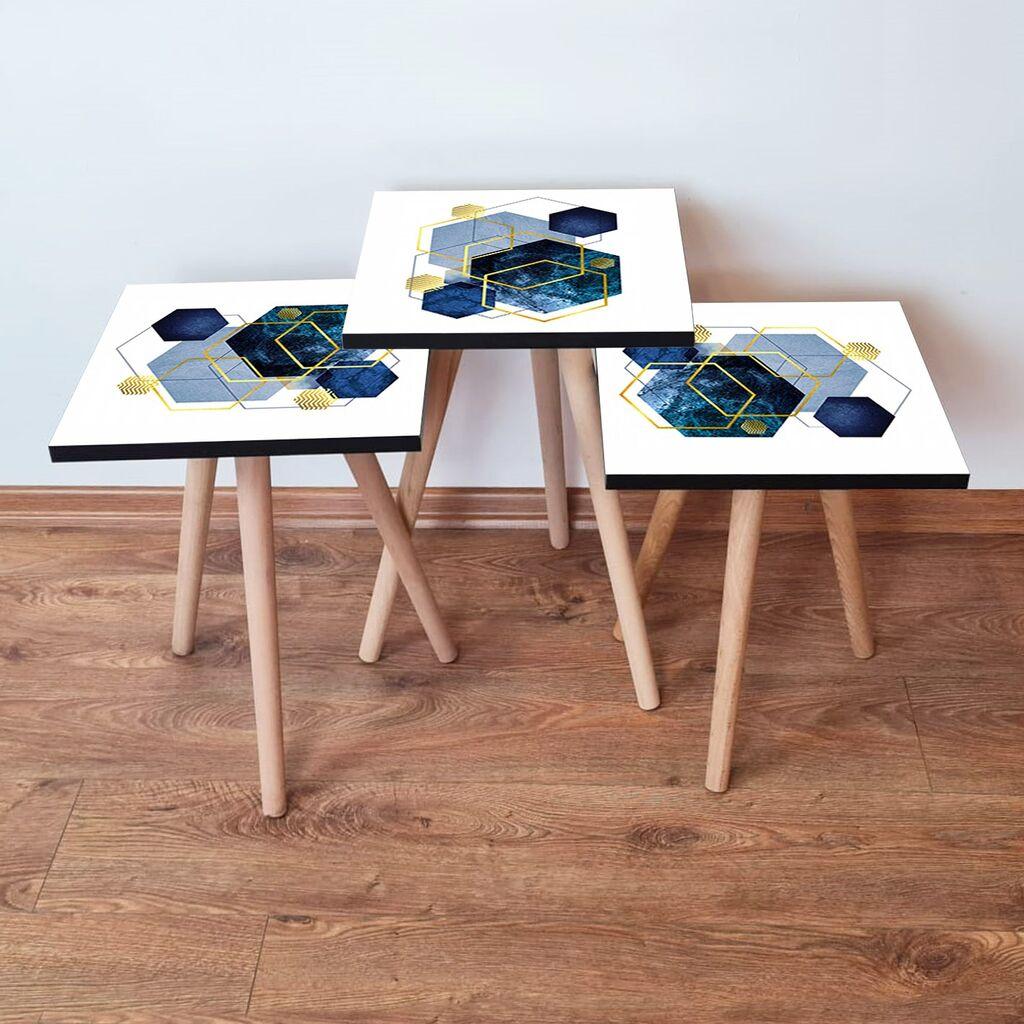Hanah Home Set klub stočića 3Shp327, 3 komada, Šareni