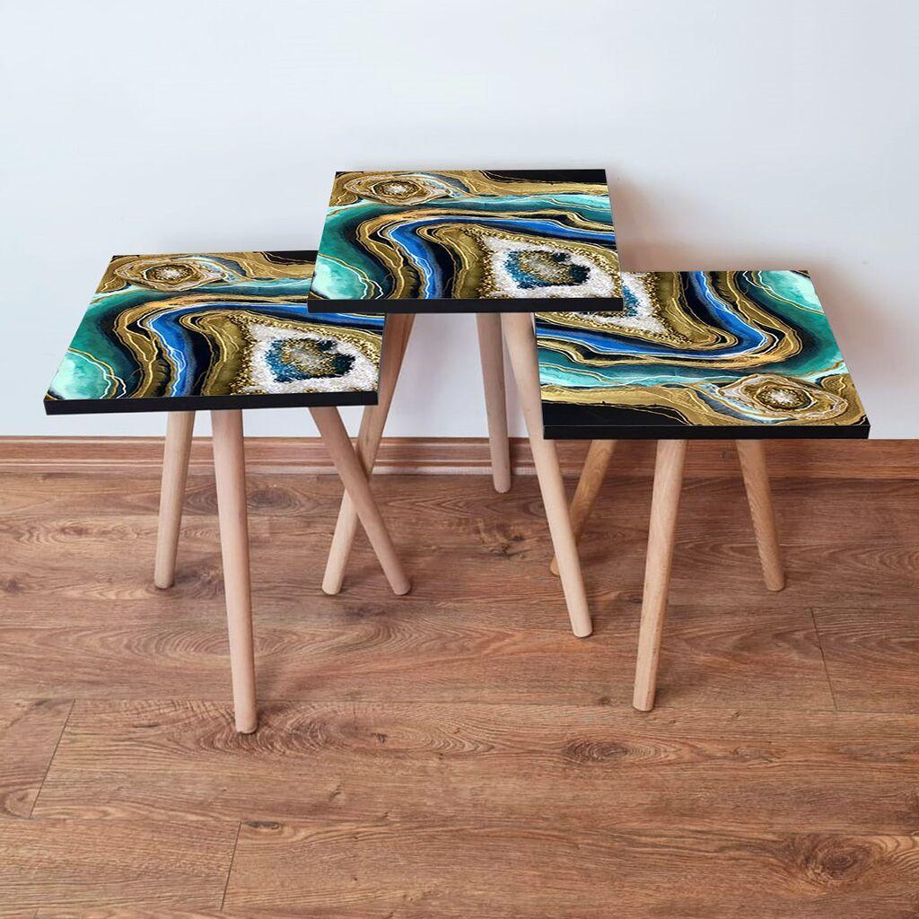Hanah Home Set klub stočića 3Shp110, 3 komada, Šareni