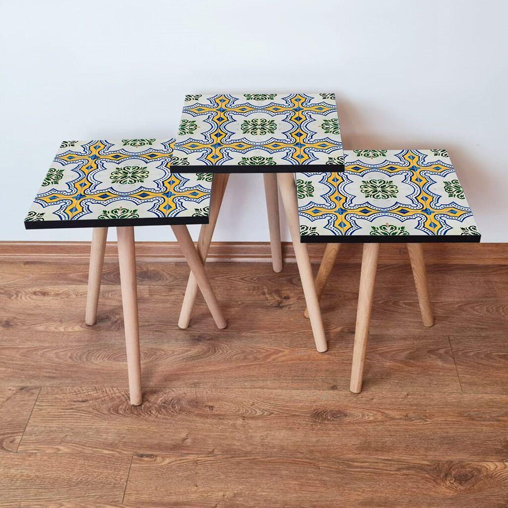 Hanah Home Set klub stočića 3Shp30, 3 komada, Šareni