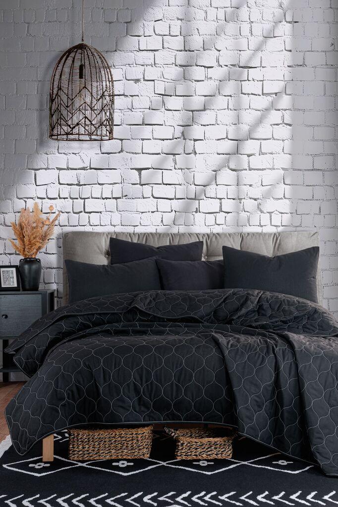 L'essentiel Maison Prekrivač za krevet Solid, 155x200 cm, Crni