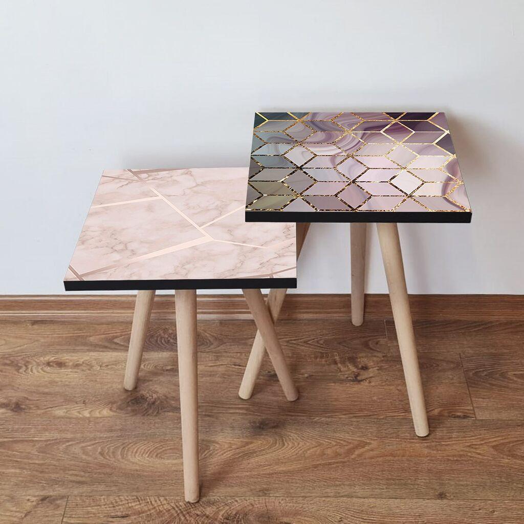 Hanah Home Set klub stočića 2Shp242, 2 komada, Šareni