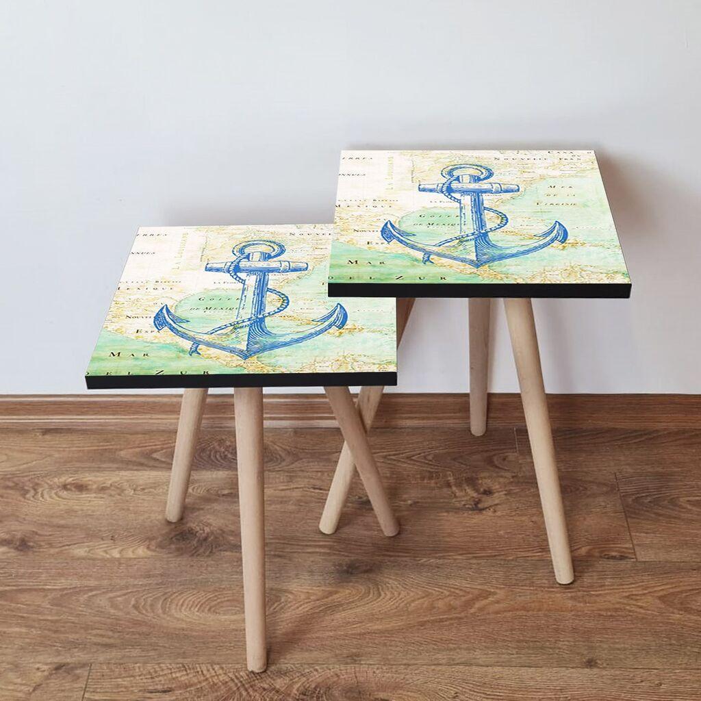 Hanah Home Set klub stočića 2Shp444, 2 komada, Šareni