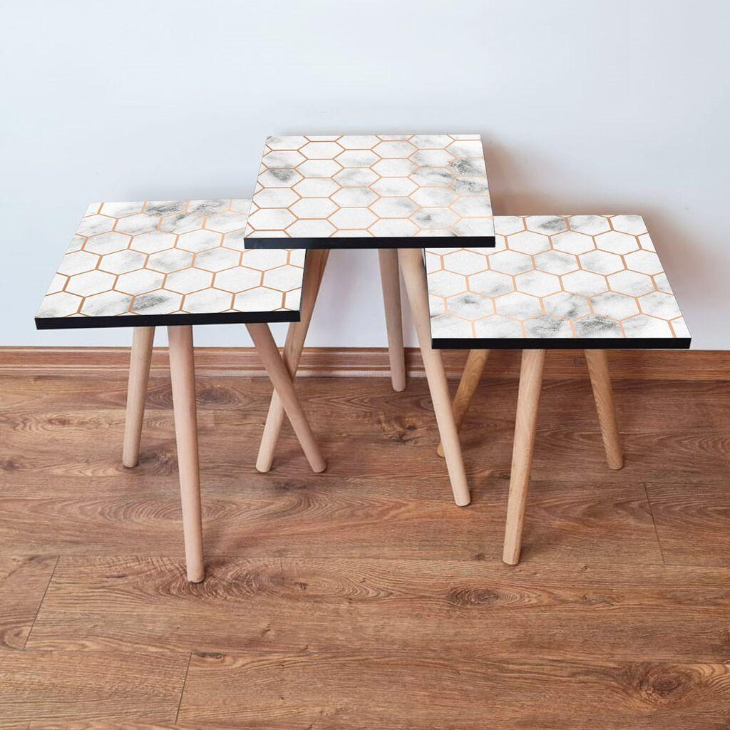 Hanah Home Set klub stočića 3Shp1, 3 komada, Šareni