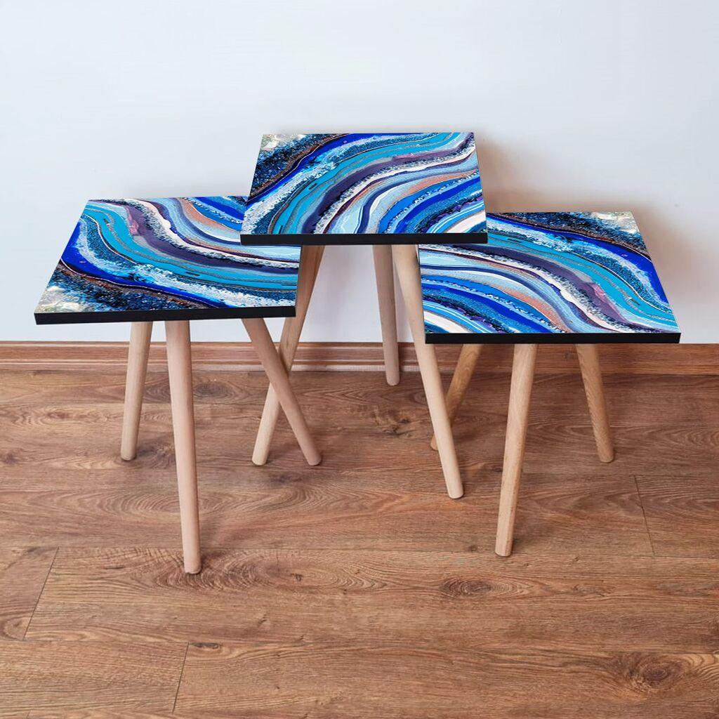 Hanah Home Set klub stočića 3Shp289, 3 komada, Šareni