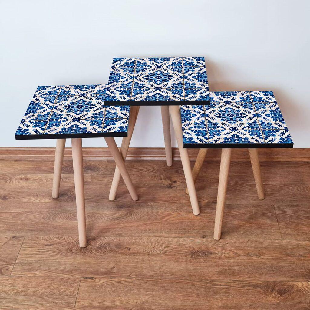 Hanah Home Set klub stočića 3Shp23, 3 komada, Šareni