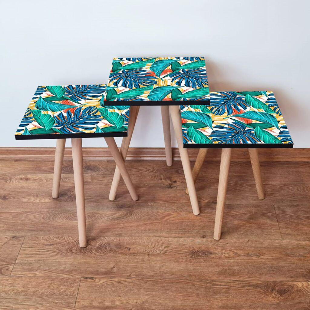 Hanah Home Set klub stočića 3Shp252, 3 komada, Šareni