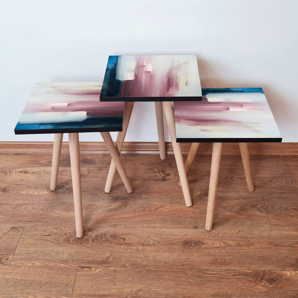 Hanah Home Set klub stočića 3Shp95, 3 komada, Šareni