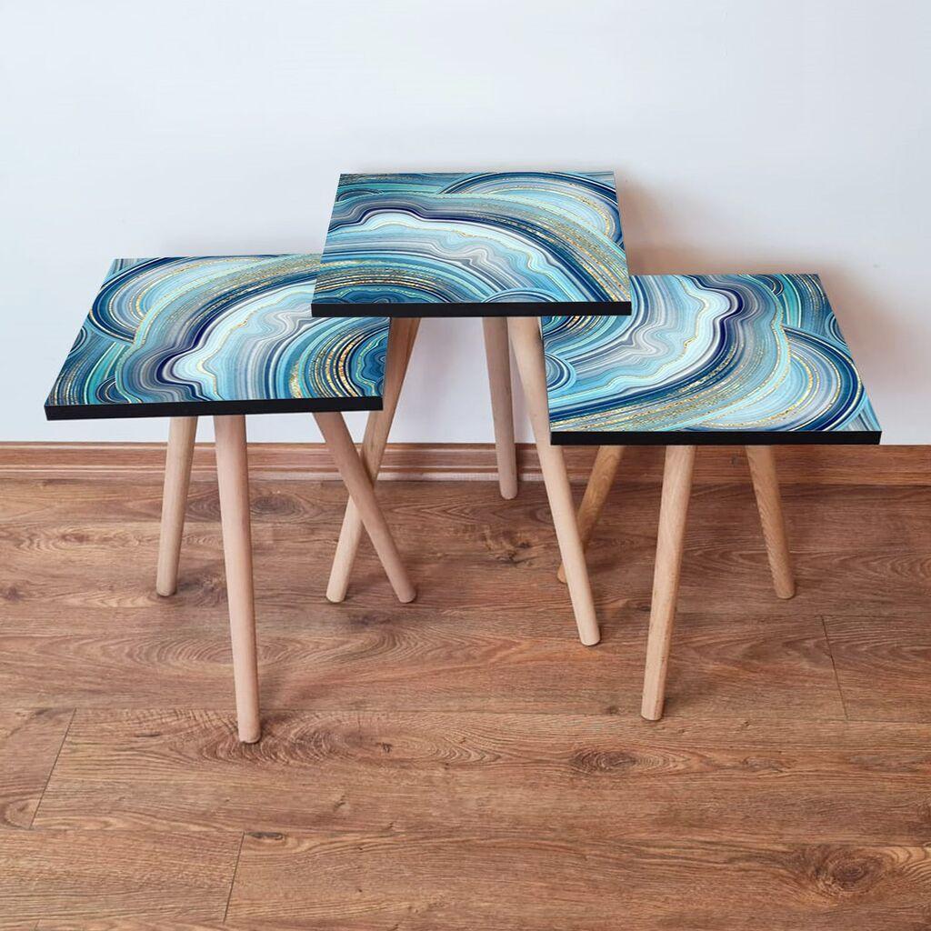 Hanah Home Set klub stočića 3Shp89, 3 komada, Šareni