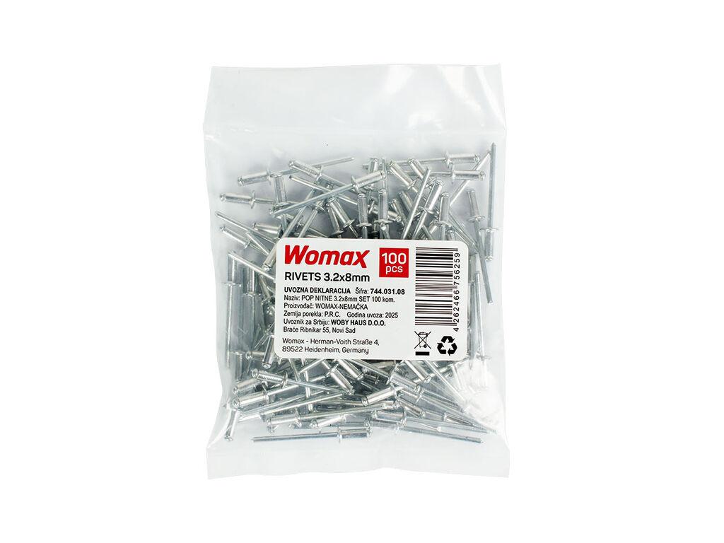 Womax Set pop nitni, 3.2x8 mm, 100 komada