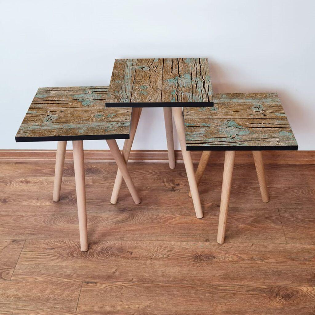 Hanah Home Set klub stočića 3Shp124, 3 komada, Šareni