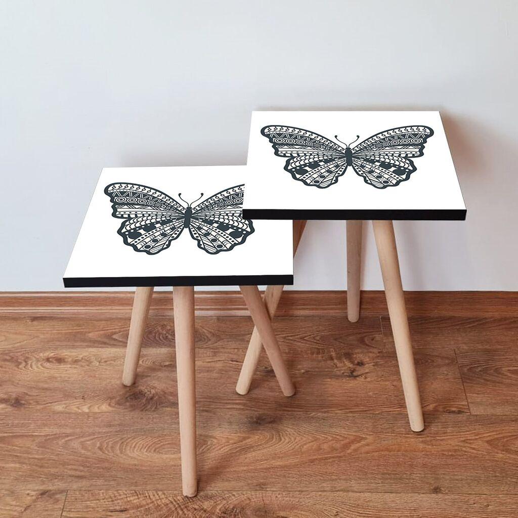 Hanah Home Set klub stočića 2Shp80, 2 komada, Šareni