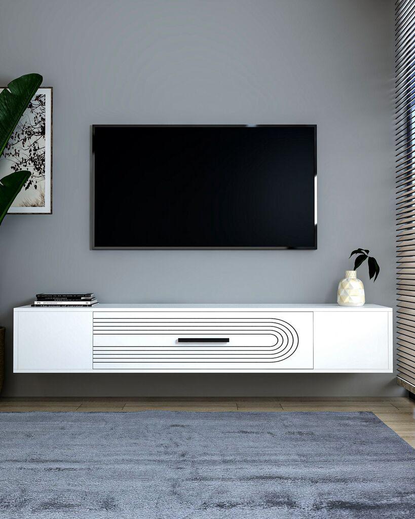 Hanah Home TV Komoda Kodaks L3, 150x33,2x29,6 cm, Bela