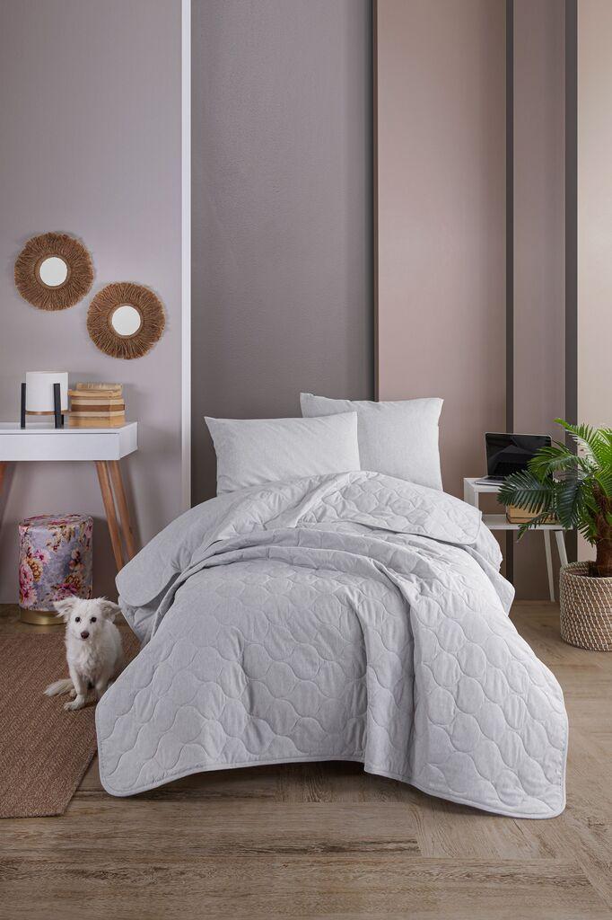 L'essentiel Maison Set Prekrivač i jastučnica Solid, 160x220 cm, Sivi