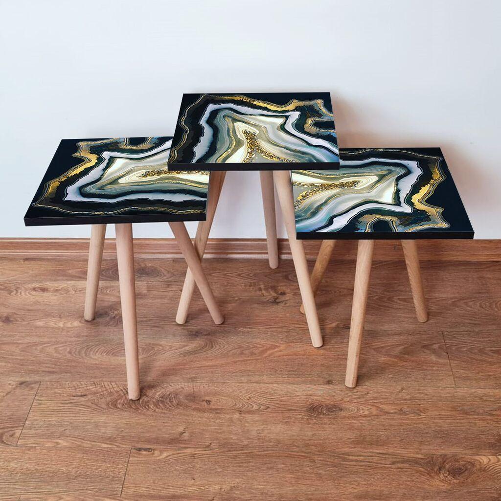 Hanah Home Set klub stočića 3Shp286, 3 komada, Šareni