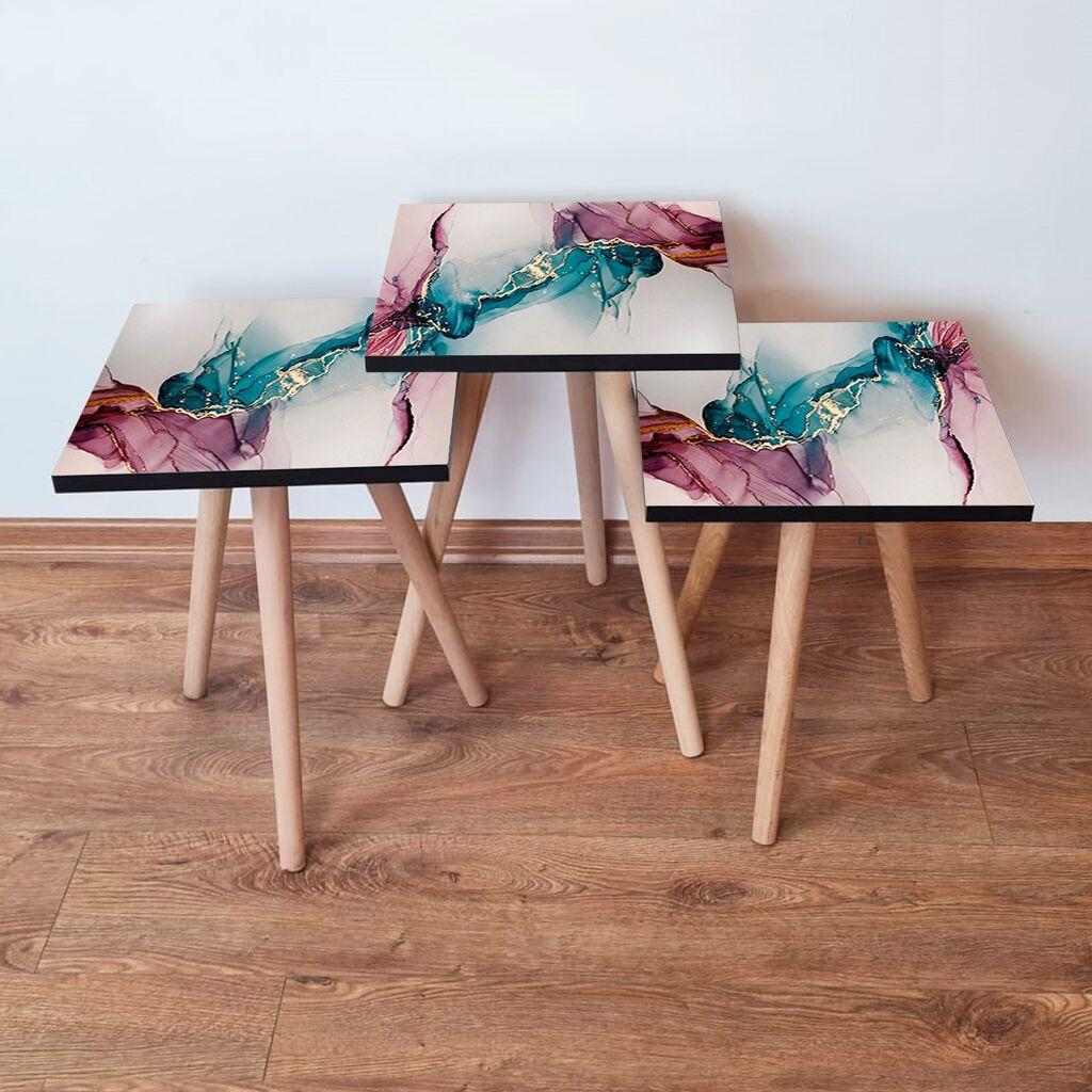 Hanah Home Set klub stočića 3Shp230, 3 komada, Šareni