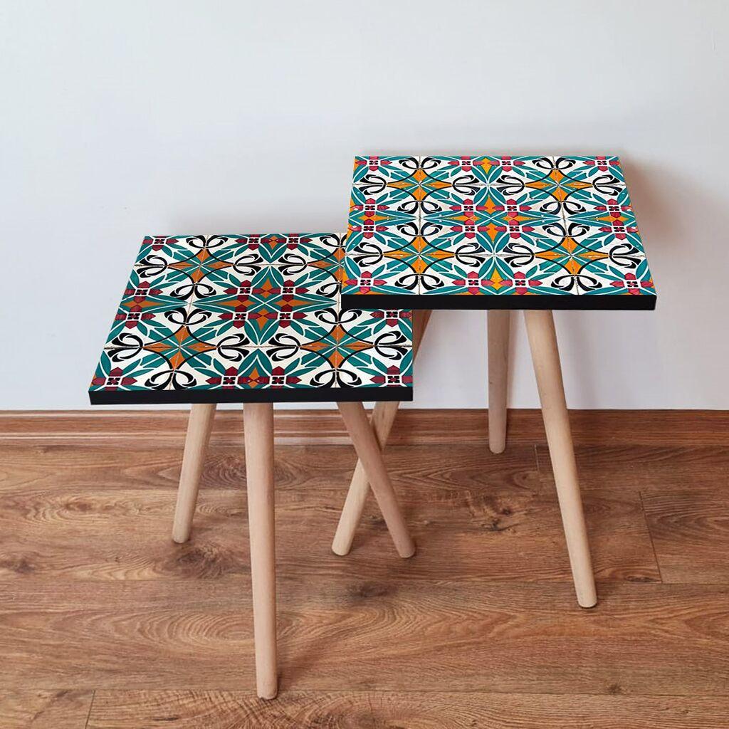 Hanah Home Set klub stočića 2Shp248, 2 komada, Šareni