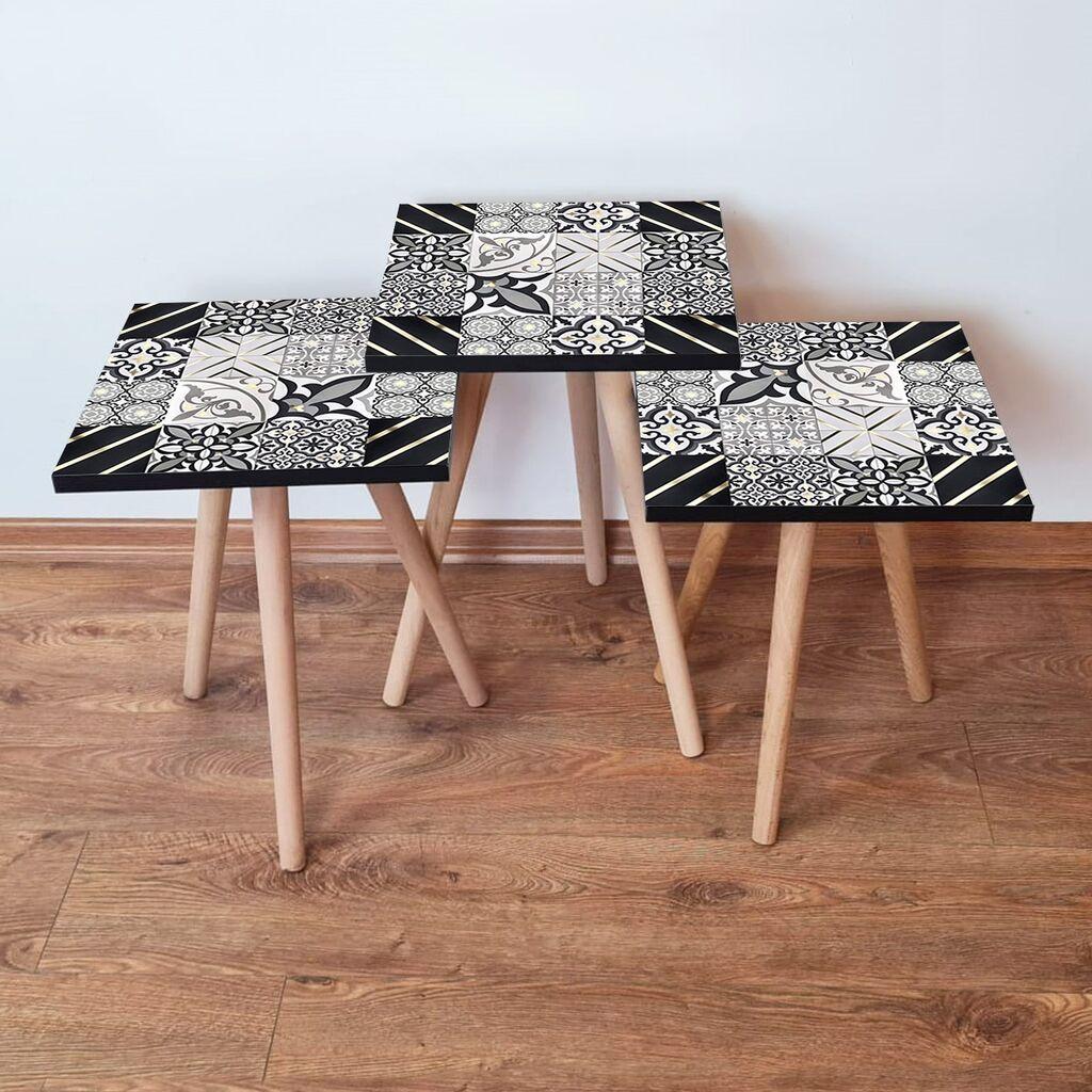 Hanah Home Set klub stočića 3Shp384, 3 komada, Šareni