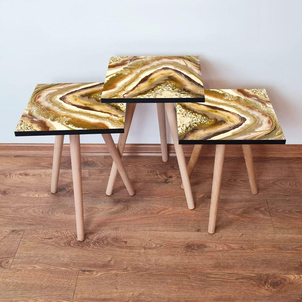 Hanah Home Set klub stočića 3Shp295, 3 komada, Šareni