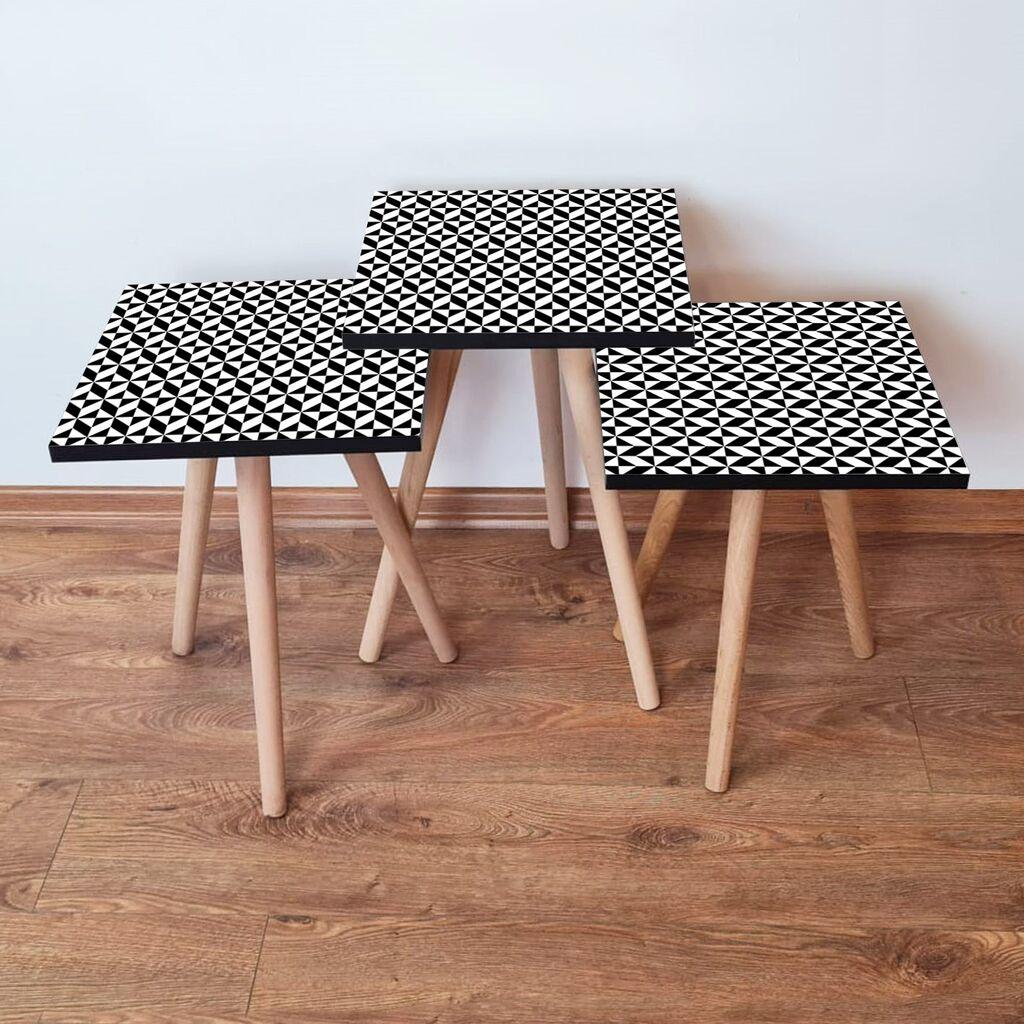 Hanah Home Set klub stočića 3Shp396, 3 komada, Šareni
