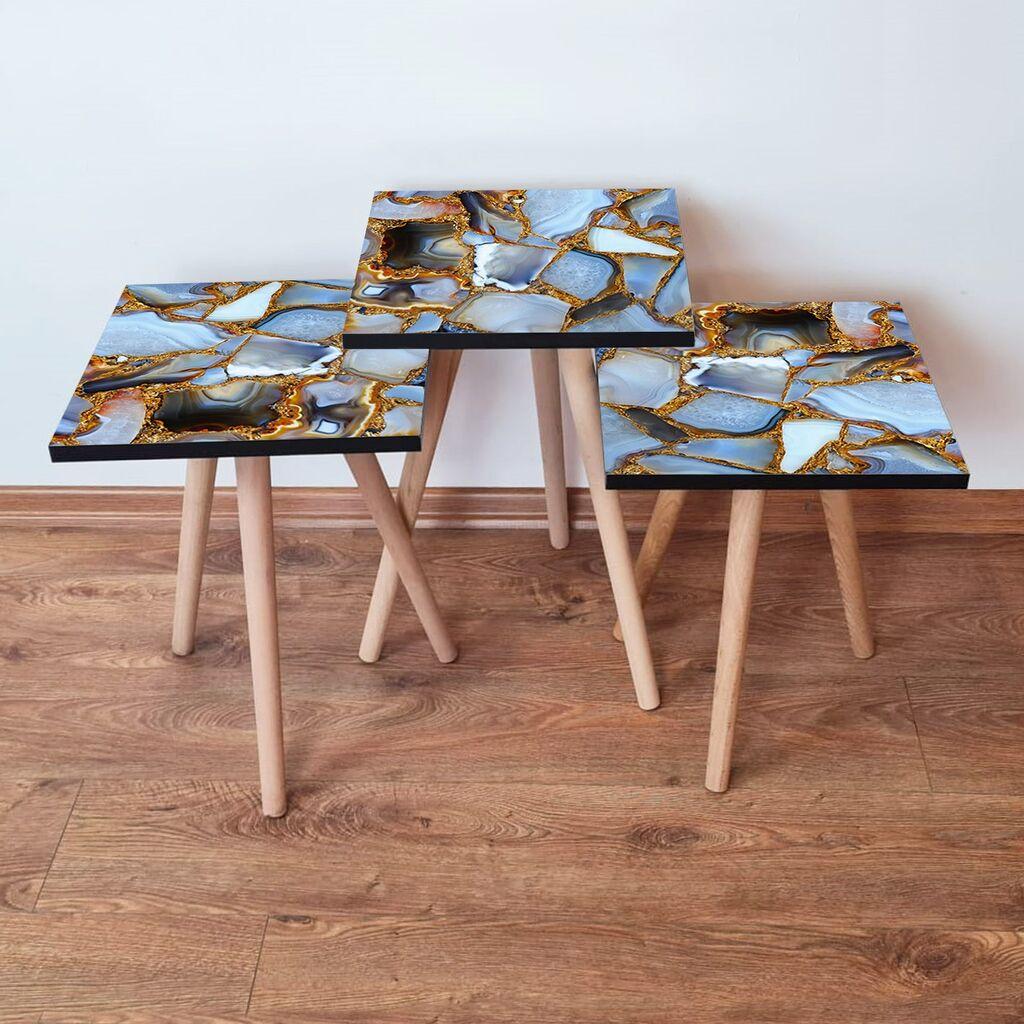 Hanah Home Set klub stočića 3Shp100, 3 komada, Šareni